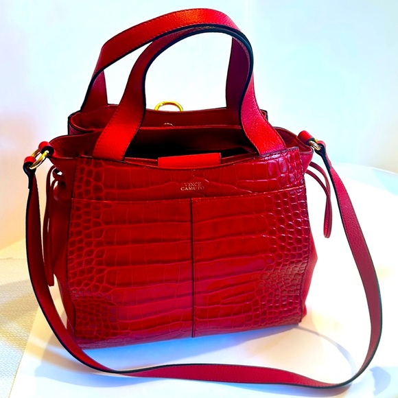 Vince Camuto Handbags - Vince Camuto Red Leather Shoulder Bag/Purse/Satchel with cross body straps